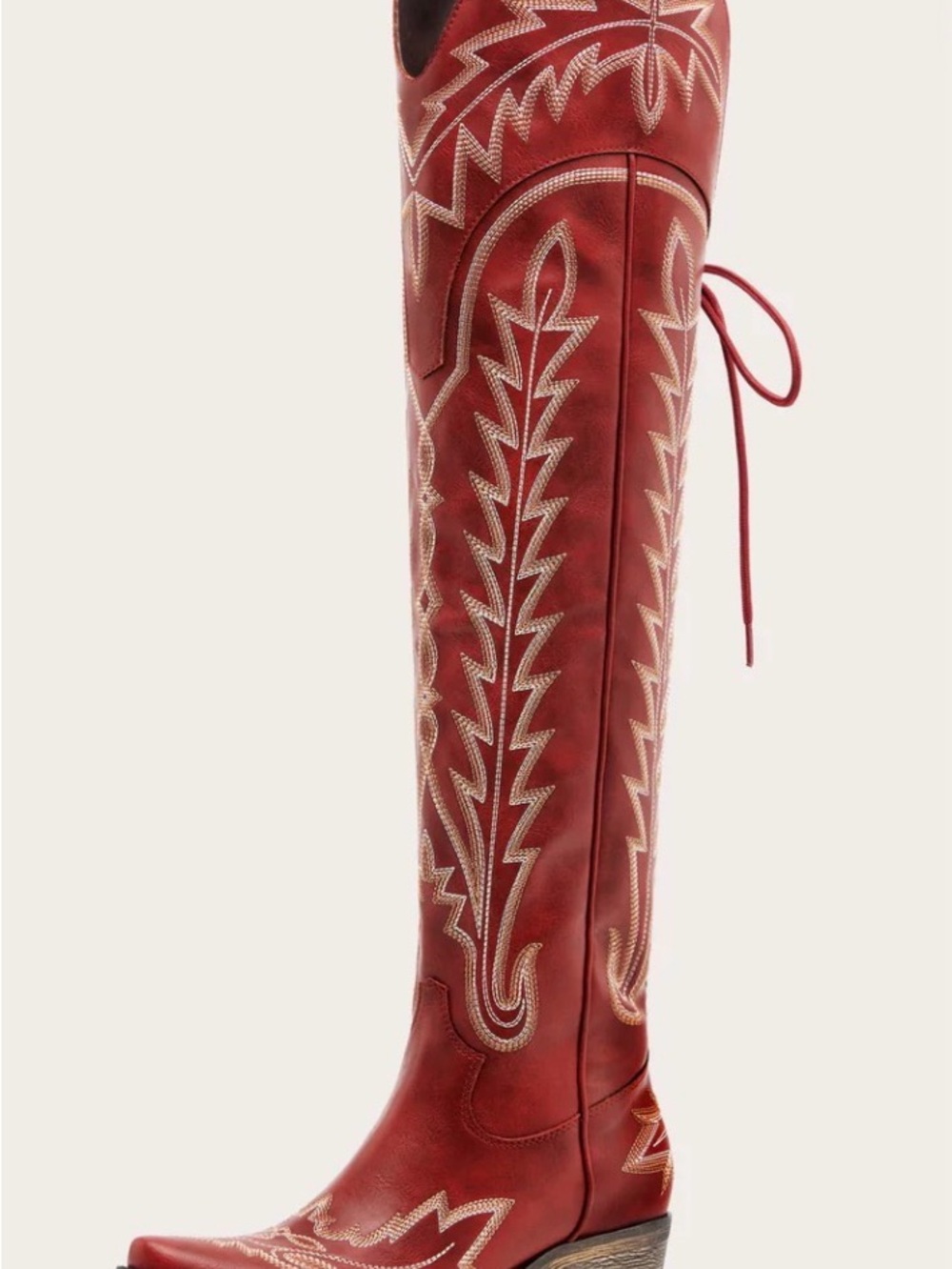 Women’s Over-the-Knee Red Embroidered Riding Boots